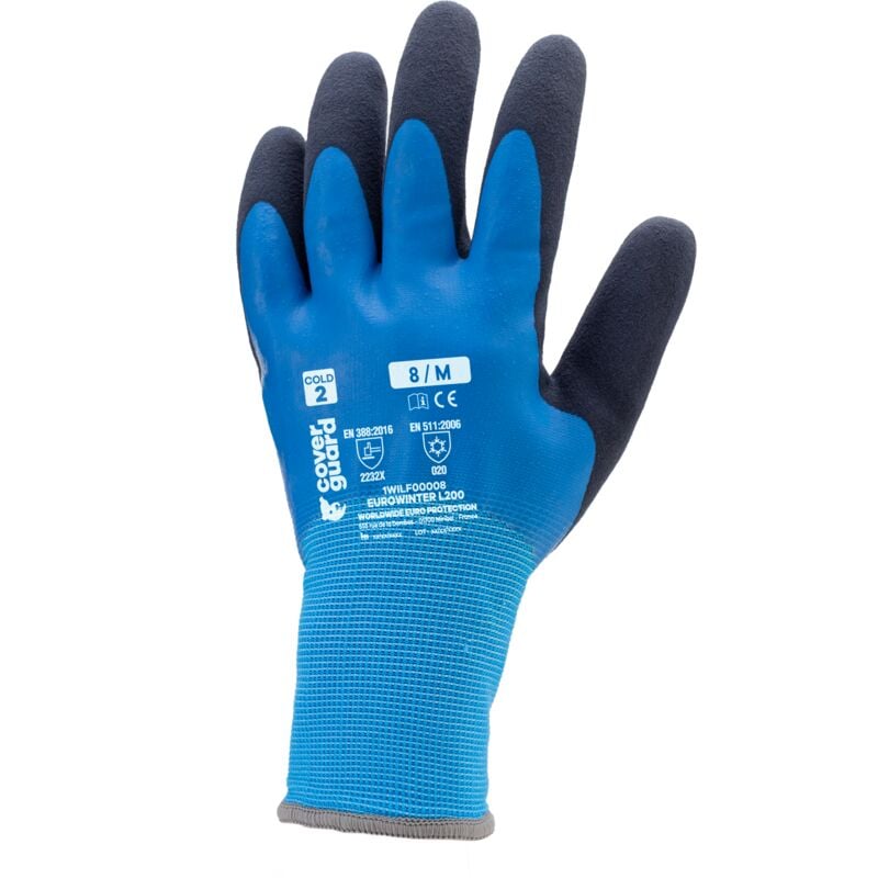 Image of Set di 5 - guanti eurowinter L200 - Maglia blu in poliestere senza cuciture - Forma ergonomica - Polso lavorato a maglia Misura 9