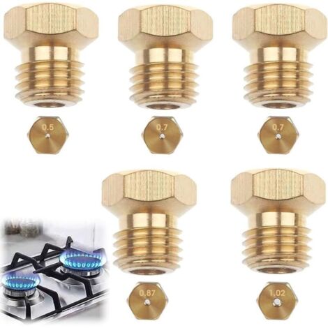 Lot de 5 Gicleurs Gaz Butane Universels, Gicleur Gaz de Ville, Kit de Conversion GPL pour Gazinière à Gaz, Injecteur Gaz Butane et Propane