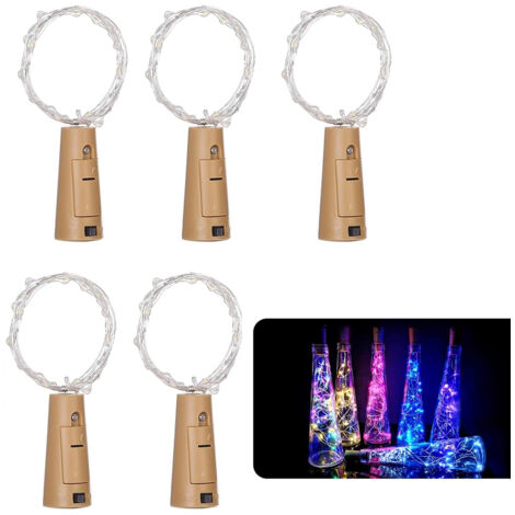 Lot de 5 guirlandes lumineuses en forme de bouteille de vin 2 m 20 LED à piles pour bricolage, fête, décoration, mariage