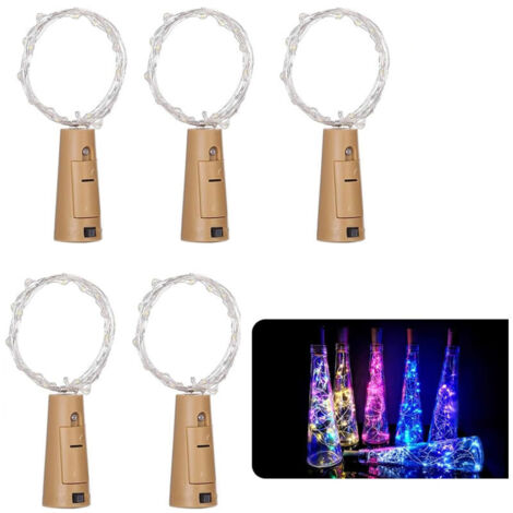 Lot de 5 guirlandes lumineuses en forme de bouteille de vin 2 m 20 LED à piles pour bricolage, fête, décoration, mariage