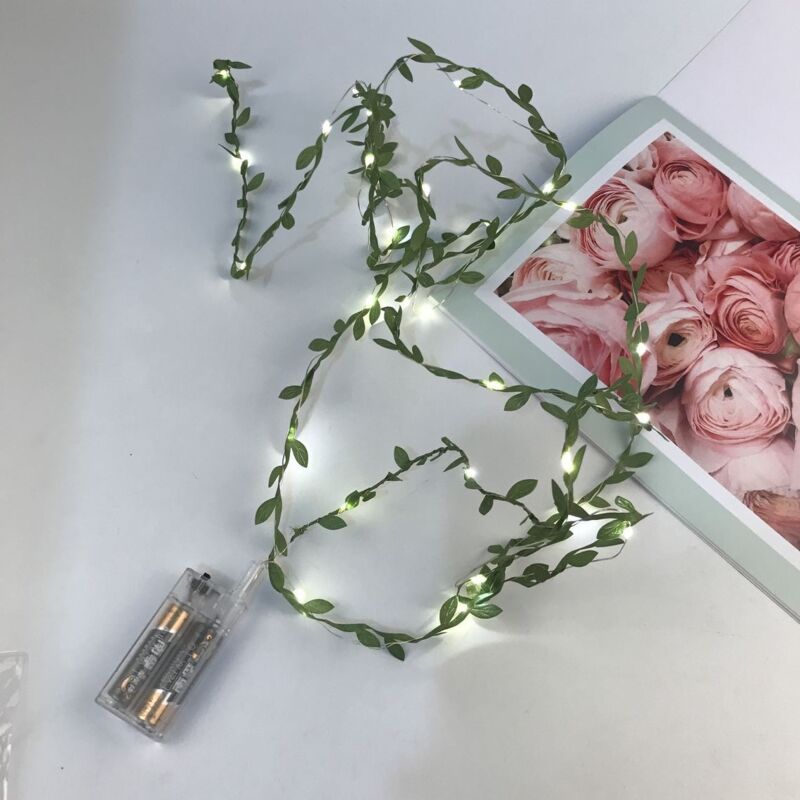 Lot de 5 guirlandes lumineuses Ivy - Guirlande de feuilles vertes, lumières à piles pour décoration intérieure de vacances, lumières de 3 m 30