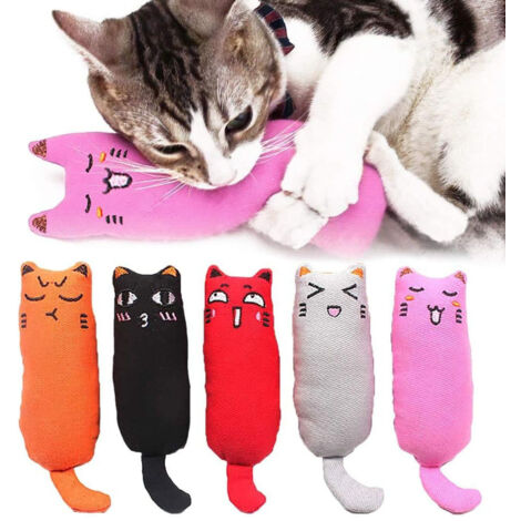 Lot de 5 hiboux en peluche pour chats – jouet à griffer, soin dentaire