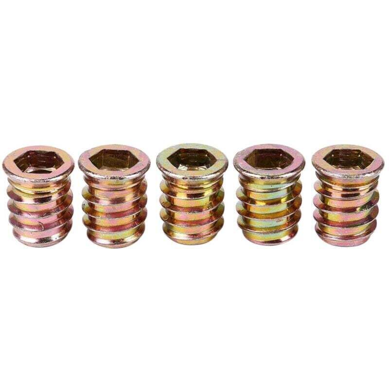 Lot de 5 Inserts Filetés M10 x 20 mm pour Fixation Bois Métal