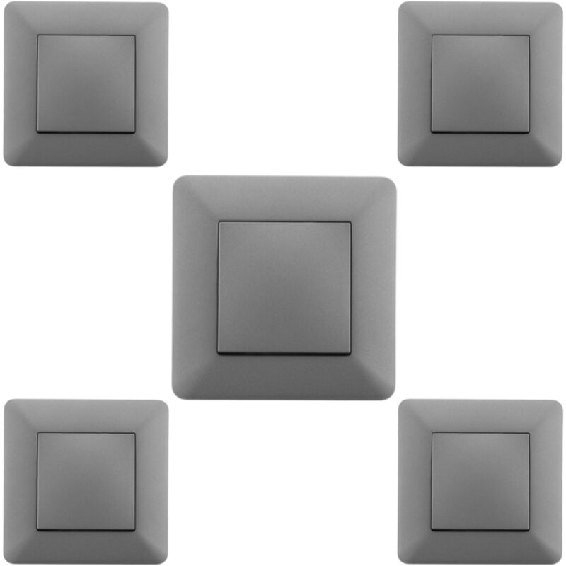 Zenitech - Lot de 5 interrupteurs va et vient - Titanium - Artezo