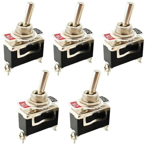 Lot de 5 interrupteurs à bascule robustes 15 A 250 V marche/arrêt SPST 2 broches pour voiture ou bateau, étanches.