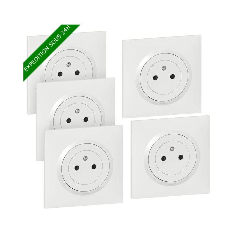 Legrand - Lot de 5 prises avec terre complet Dooxie blanc ( vendu sans griffes )