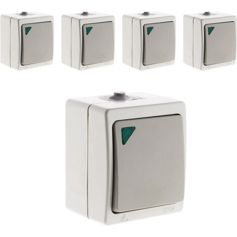 Lot de 5 interrupteurs va-et-vient + voyant - Zenitech