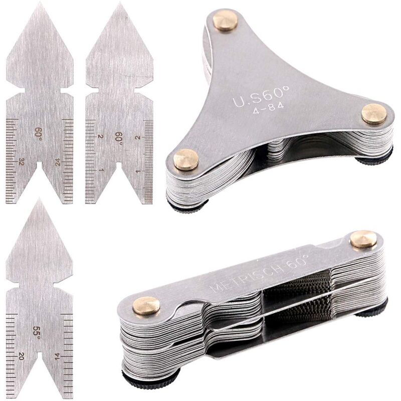 Roleader - Lot de 5 jauges de coupe en acier inoxydable - 51 pièces de type sae américaine + 52 pièces de type sae métrique et américaine et