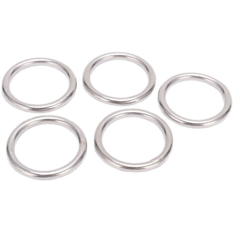 Lot de 5 joints toriques ronds en acier inoxydable 304, sans soudure, pour anneaux de yoga, hamac, voile et plongée.