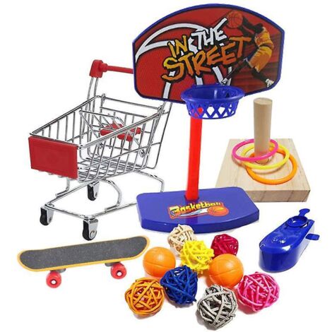 lot De 5 Jouets Pour Oiseaux Perroquet Entraner - Ensemble De Jouets De Formation Pour Perruches Intelligence Avec Trottinette Basket Anneau Empi