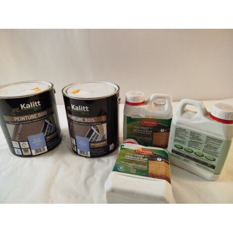 Lot de 5 - KALITT DÉCO & OWATROL - Peinture bois Bleu Lavande et Déshuileur - Solution complète rénovation - Voir photos