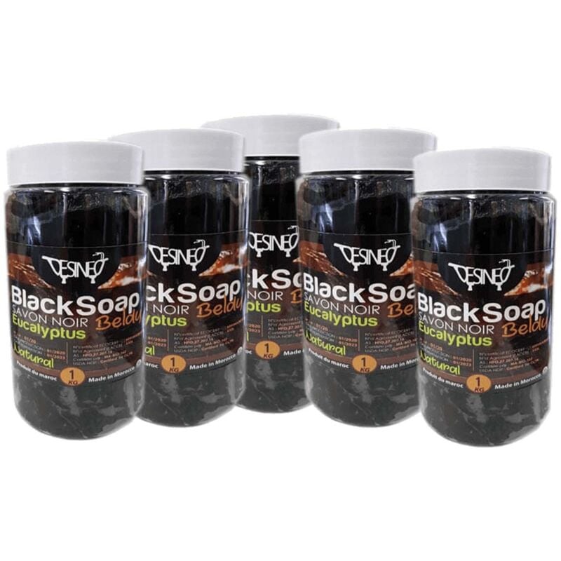 Desineo - Lot de 5 kg de savon noir 100% naturel à l'eucalyptus bio beldi