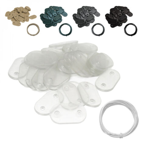 Lot de 5 kits de fixation pour brise vue, canisse anti-UV - 30 plaquettes + 4.20 m de fil - Transparent - Linxor