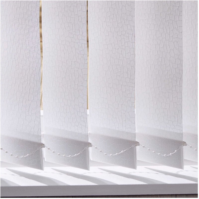 Madecostore - Lot de 5 lamelles verticales 89mm motif jungle pour store californien - Blanc - L8,9 x H260cm