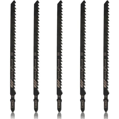 Lot de 5 lames de scie sauteuse à emmanchement en T T344D, 6 dents par pouce, 15 cm (6 pouces), lames HCS pour bois, aggloméré, contreplaqué et bois dur. Coupe rapide.