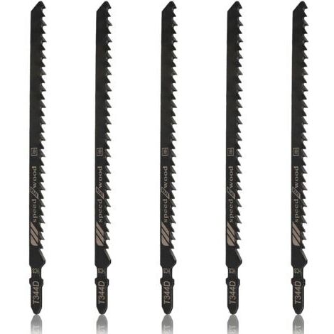 Lot de 5 lames de scie sauteuse à emmanchement en T T344D, 6 dents par pouce, 15 cm (6 pouces), lames HCS pour bois, aggloméré, contreplaqué et bois dur. Coupe rapide.