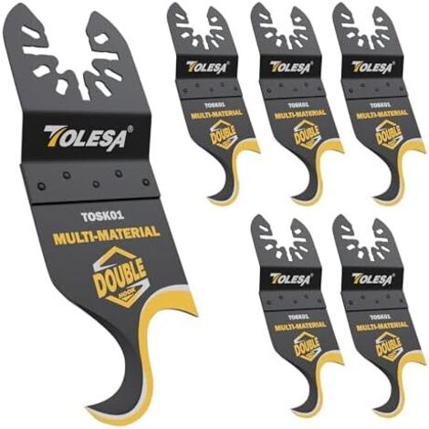 Lot de 5 lames scie oscillantes pour outils multifonctions couper des matériaux souples, bardeaux toiture, tapis sol en PVC, du carton -