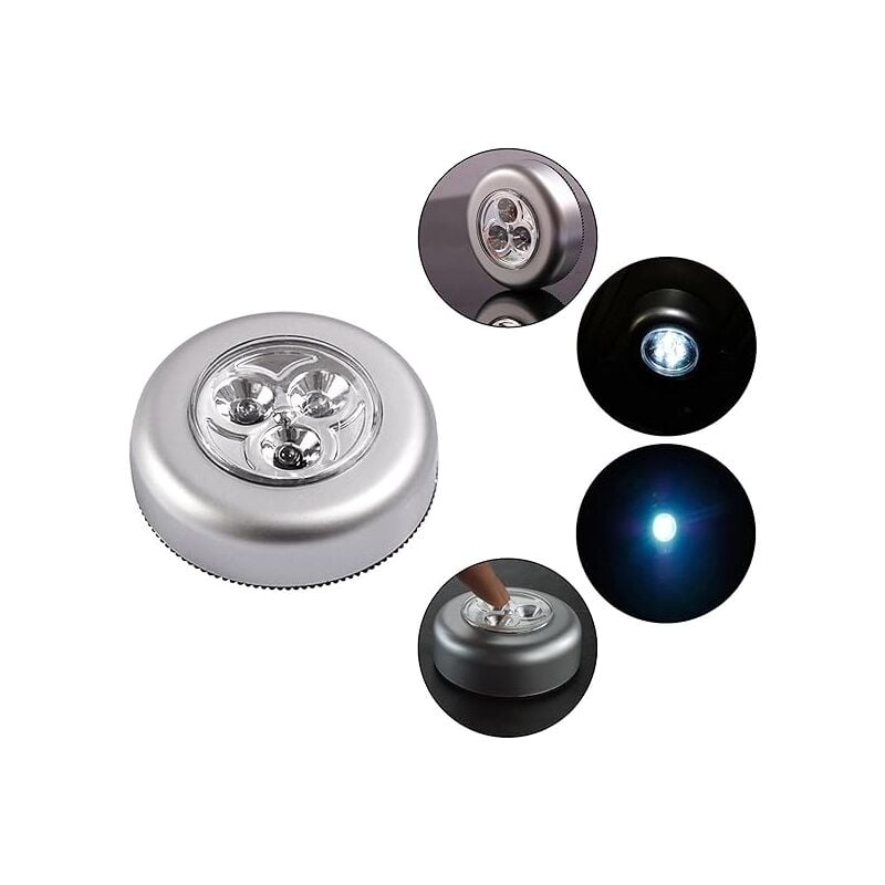 Lot de 5 Lampe Spot LED Autocollant Éclairage Supplémentaire Alimenté par 3 Piles/Batteries pour Penderie/Placard/Étagère/Entrée/Cuisine/Passage