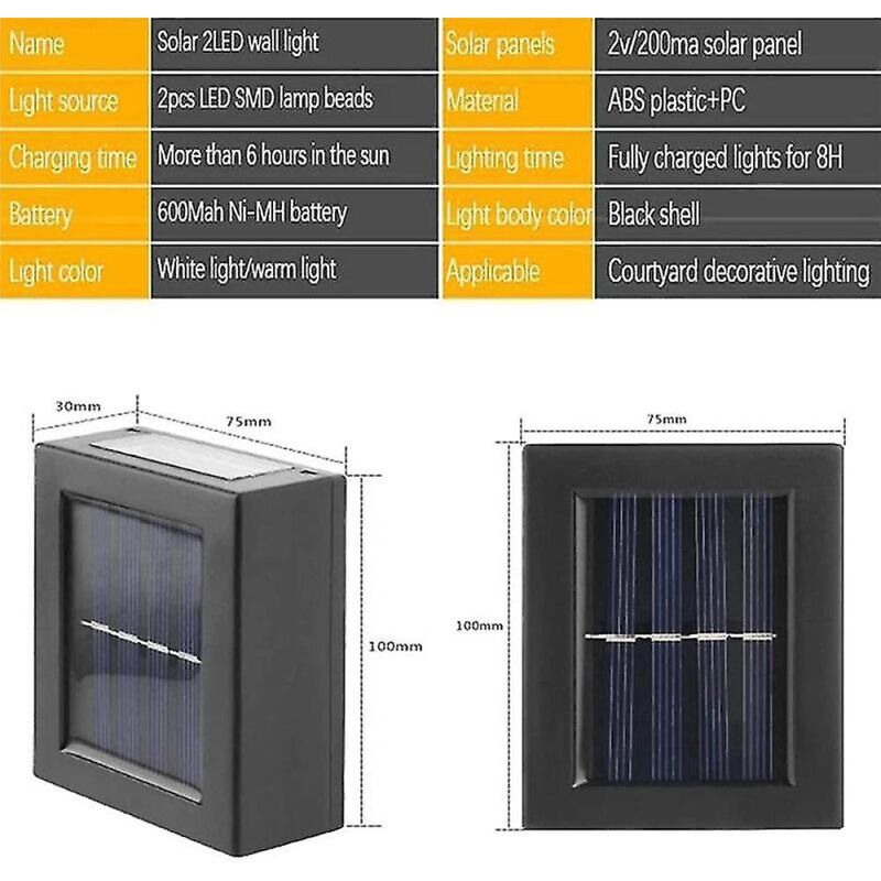 Lot de 5 lampes solaires à led pour extérieur, appliques murales étanches, éclairage de jardin, balcon, paysage, décoration, rue