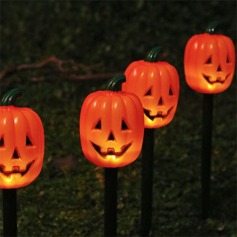 Lot de 5 lampes solaires d'extérieur à led blanches pour Halloween, lampes de jardin, fantôme lumineux, étanches, alimentées par l'énergie solaire,