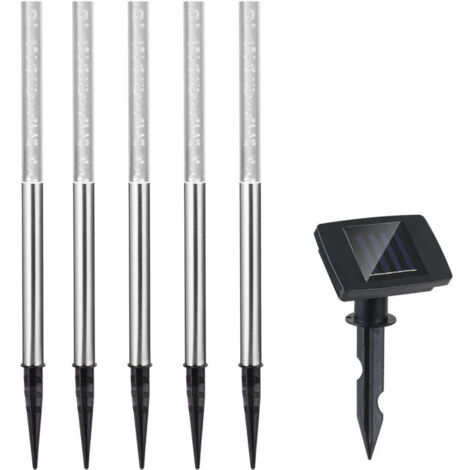 Lot de 5 lampes solaires LED blanches – Panneaux solaires intégrés – Autonomie jusqu'à 8h – Étanchés pour extérieur