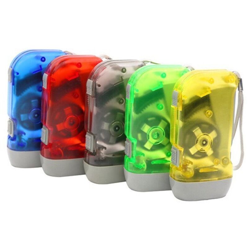 Lot de 5 lampes torches d'urgence portables, à manivelle, multicolores