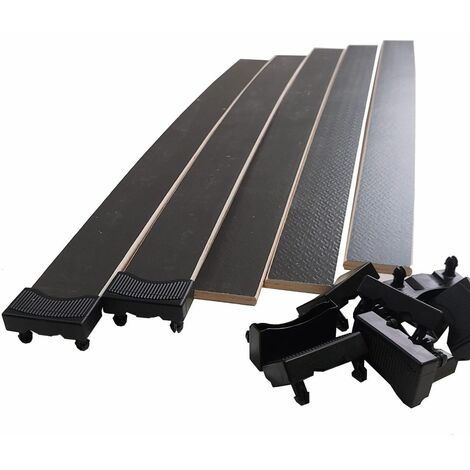 Lot de 5 lattes grises + embouts pour sommier et lit  680x48x8 mm  Bois hêtre durable - 7 plis