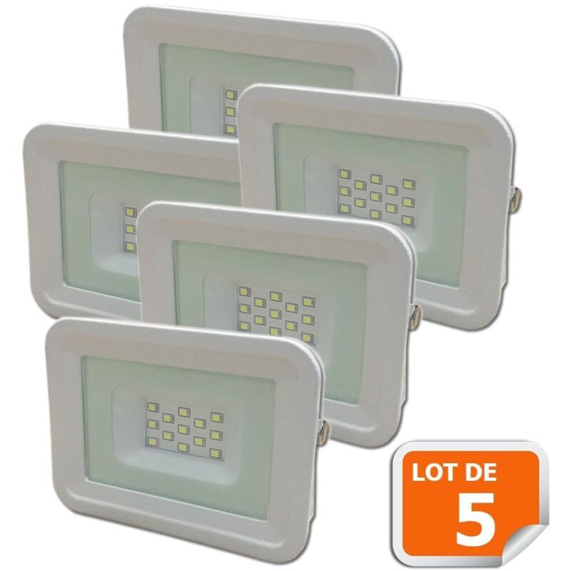 Lampesecoenergie – Lot de 5 projecteurs LED 10W blanc froid 6000K – IP65 pour extérieur – 800 lumens – Alimentation 220-240V AC – Angle de diffusion Lampesecoenergie – Lot de 5 projecteurs LED 10W blanc froid 6000K – IP65 pour extérieur – 800 lumens – Alimentation 220-240V AC – Angle de diffusion