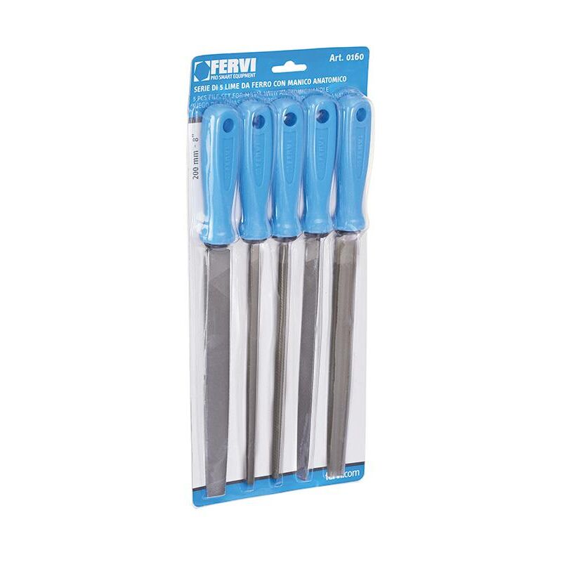 Lot de 5 limes en fer avec manche Fervi 0160