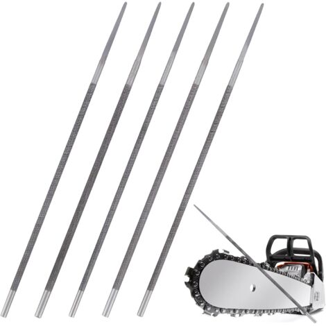 Lot de 5 limes rondes pour tronçonneuse, tondeuse, affûtage 4,0 mm, 4,5 4,8 5,0 mm et 5,5 manuel des chaînes tronçonneuse -