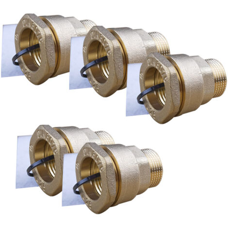 Lot de 5 Manchon laiton droit PEHD Ø25 Mâle 3/4" (20/27) - ACS 16 Bar