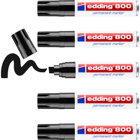 Lot de 5 Marqueurs permanents Edding 800XL Noir - Pointe Extra Large