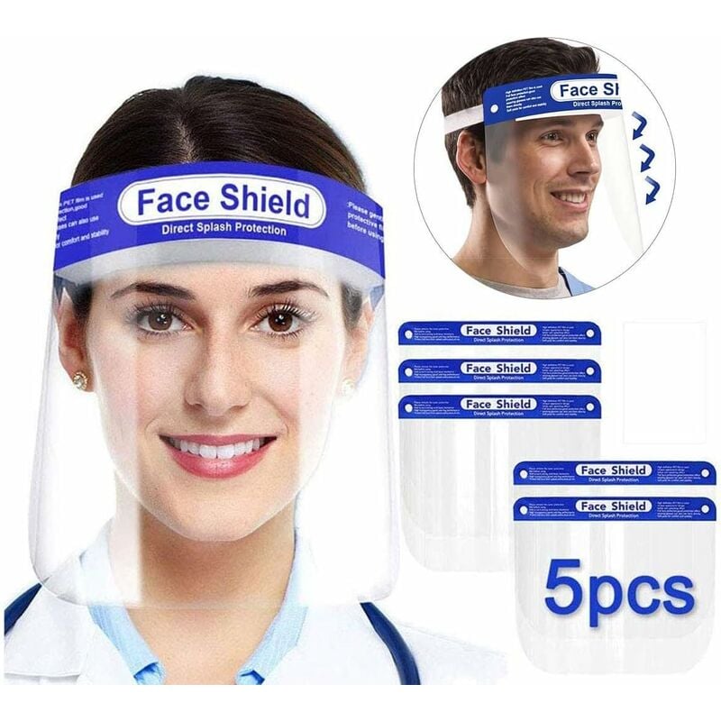 Lot de 5 masques de protection antibuée transparents 32x22 cm-5 masques lavables et réutilisables Fei Yu