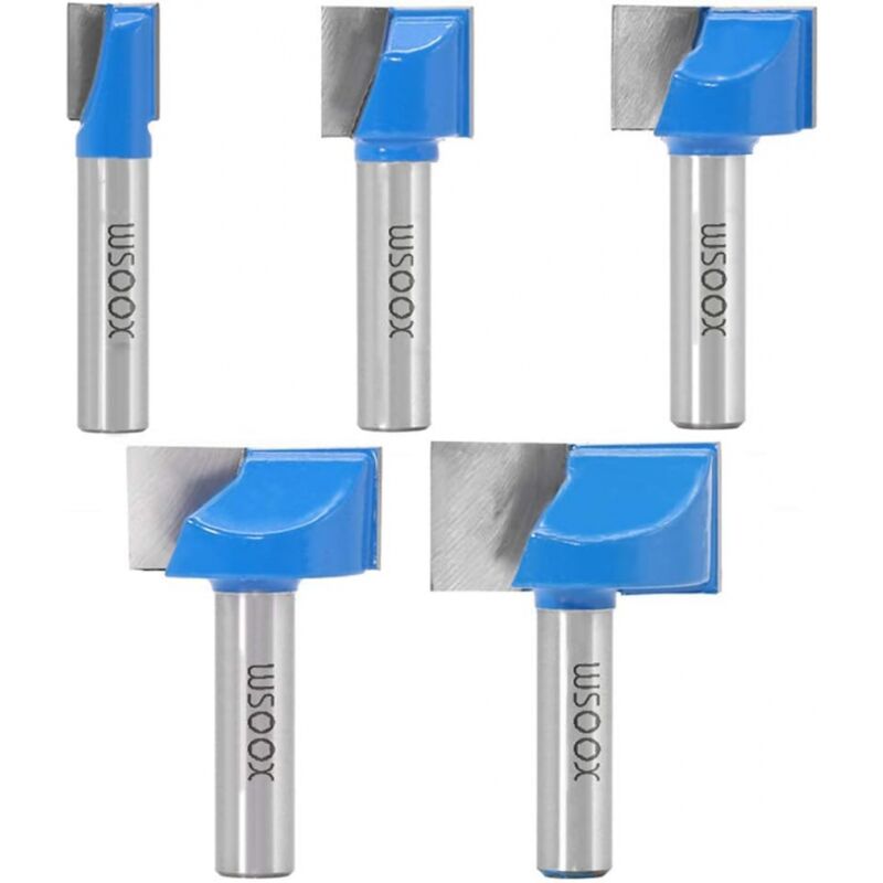 Sunxury - Lot de 5 mèches de nettoyage de 8 mm, fraise à bois 10/15/20/25/30mm, bleu