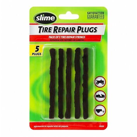 Lot de 5 mèches noires de reparation crevaison pneumatique - Slime