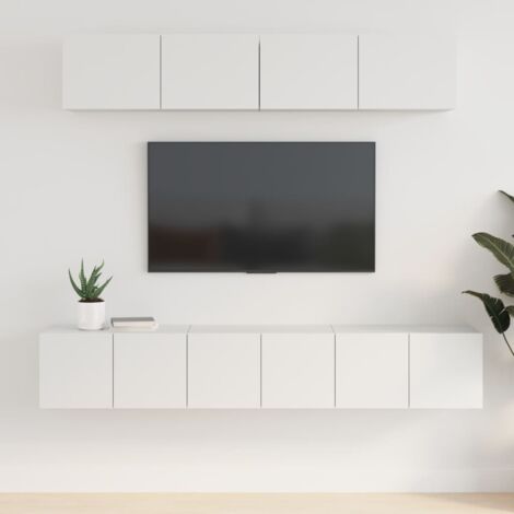 Lot de 5 Meubles TV - Armoire Télévision Moderne  Banc TV Blanc Bois d'ingénierie -FR56978