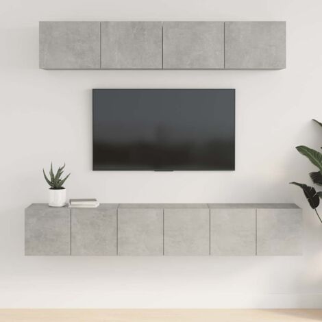 Lot de 5 Meubles TV - Armoire Télévision Moderne  Banc TV Gris béton Bois d'ingénierie -FR44933