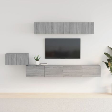 Lot de 5 Meubles TV - Armoire Télévision Moderne  Banc TV Sonoma gris Bois d'ingénierie -FR11624