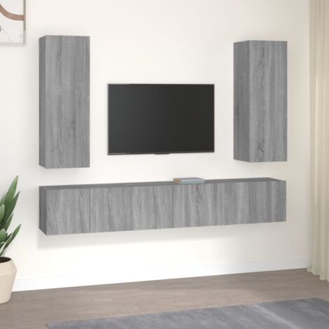 Lot de 5 Meubles TV - Armoire Télévision Moderne  Banc TV Sonoma gris Bois d'ingénierie -FR37166
