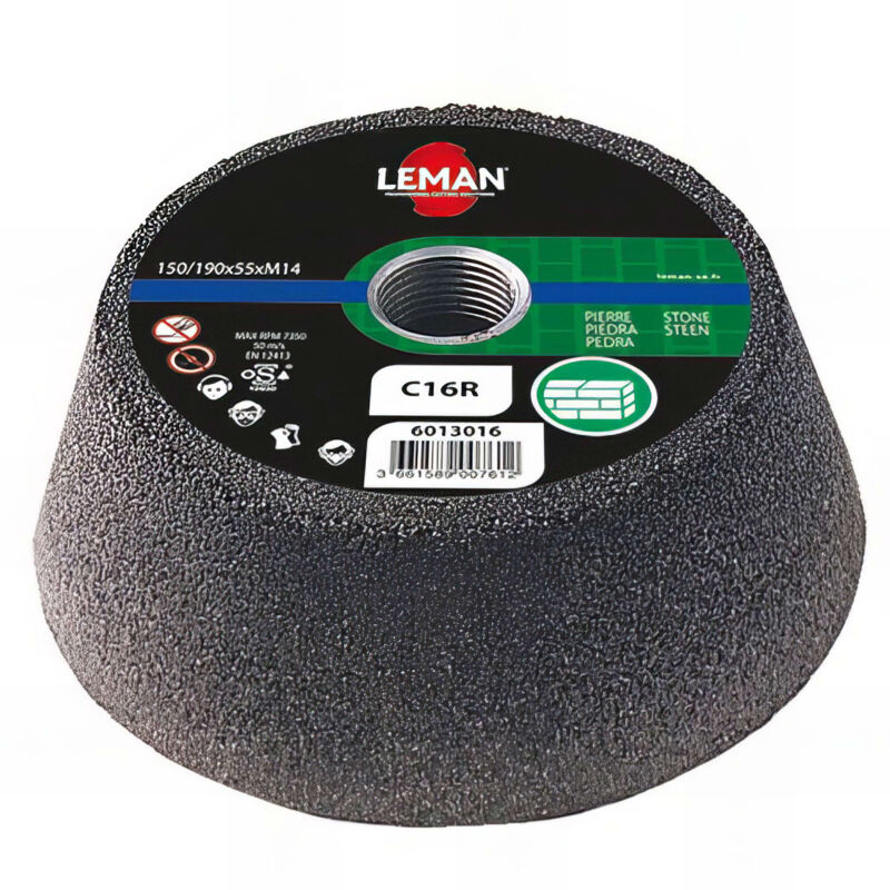 Leman - Lot de 5 meules boisseaux bakélite M14 pour pierre et beton à sec - d. 130/100 x Ep. 55 mm Gr. 80 - 6013080