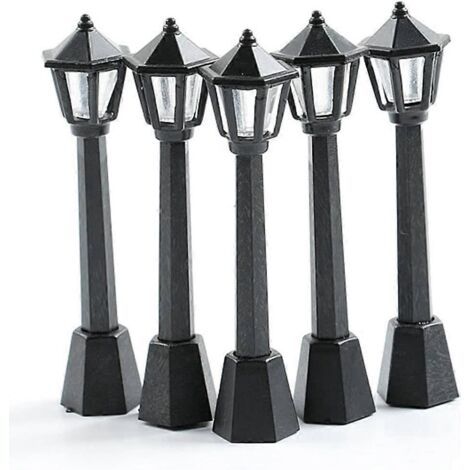 Lot de 5 mini lampadaires miniatures pour allée extérieure, lanternes et figurines de Noël