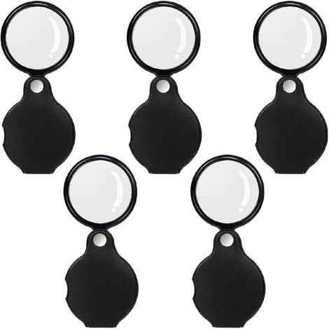 Lot de 5 mini loupes de poche pliables grossissantes x10