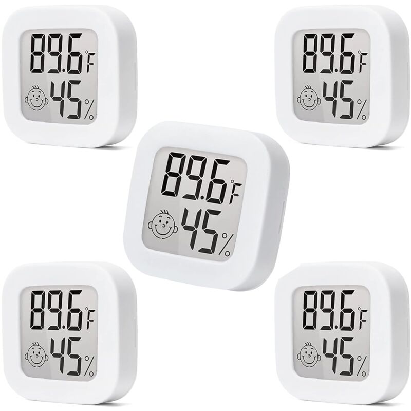 Lot de 5 mini thermomètres et hygromètres numériques d'intérieur avec écran lcd