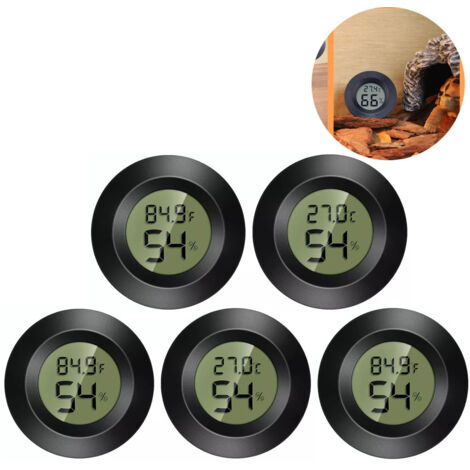 Lot de 5 mini thermomètres hygromètres LCD numériques, capteur dhumidité et température, -50 à +70 °C, pour intérieur, frigo, congélateur, serre,cave