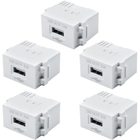 Lot de 5 modules d'alimentation USB : Prise 220 V vers transformateur 5 V, Prise de Charge USB 2,1 A Adaptateur de Commutation pour Smartphones et appareils USB