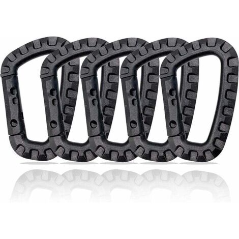 Lot de 5 mousquetons en plastique en forme de D 8.3x5.5cm