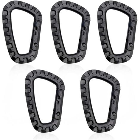Lot de 5 Mousquetons en Plastique,Mousqueton Tactique Militaire Durable Forme en D Multifonctionnelle Sac à Dos pour Camping Randonnée Pêche Gym