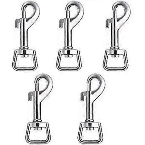 Lot de 5 mousquetons pivotants en métal, crochets à ressort robustes pour laisses de chien, idéales pour le camping et la randonnée.