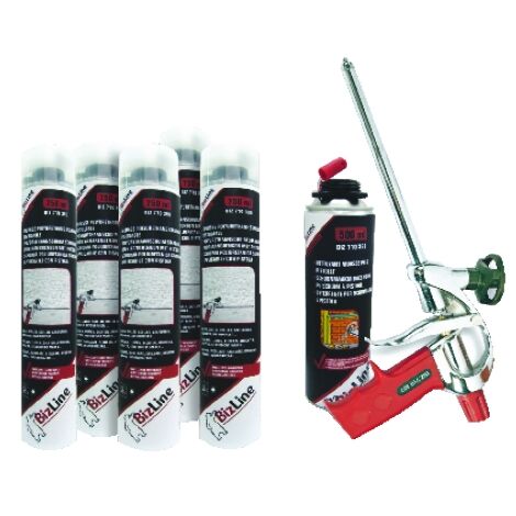 Lot de 5 mousses polyuréthane expansive 750 ml – Pistolables pour chantiers humides – Application facile et efficace – Bizline