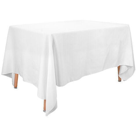 Lot de 5 Nappe Rectangulaire Blanche 229x178 cm Nappe Mariage en Polyester Infroissable Décoration de Table pour Réception Anniversaire Banquet